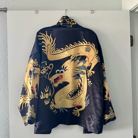 Jackets & Blazers - Black and Gold Dragon Kimono